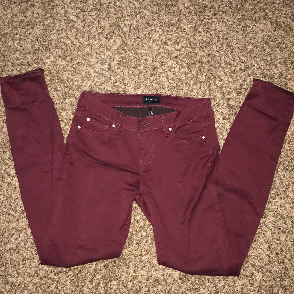 Wine color celebrity pink pants